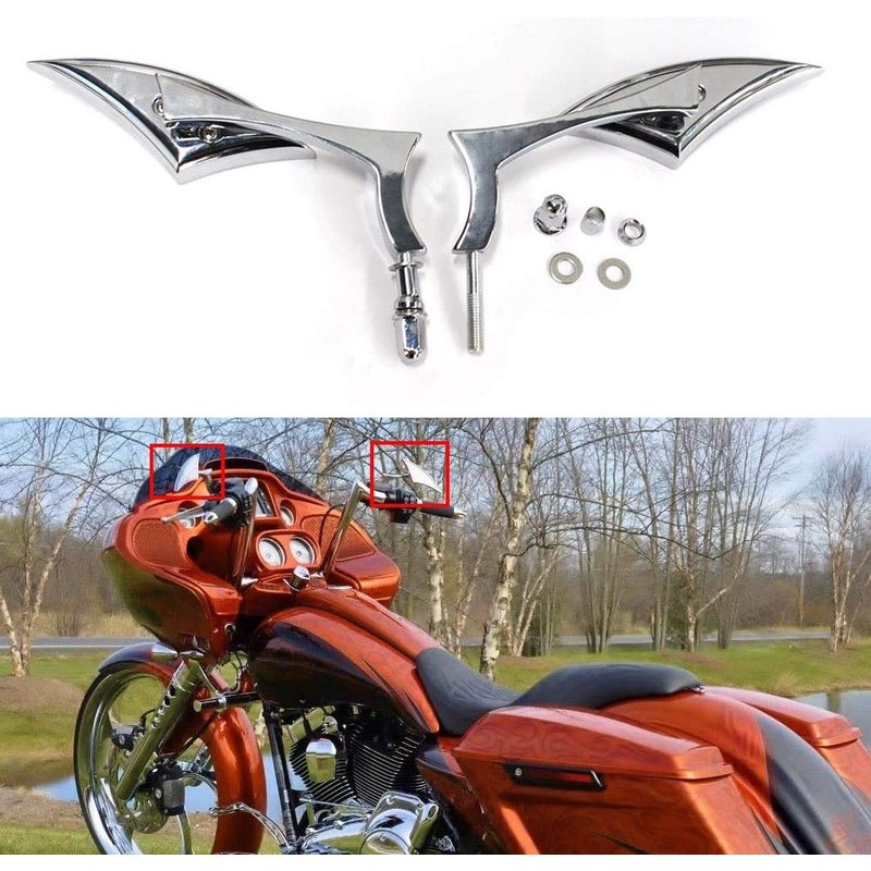 ANCLLO Motorcycle Aluminum Blade Universal Rearview Side Mirrors Silverado End
