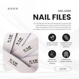 Limas de uñas profesionales de grano 100/180 (paquete de 25) | Tablas de esmeril ultrafinas de doble cara para manicura y pedicura | Herramientas fuer