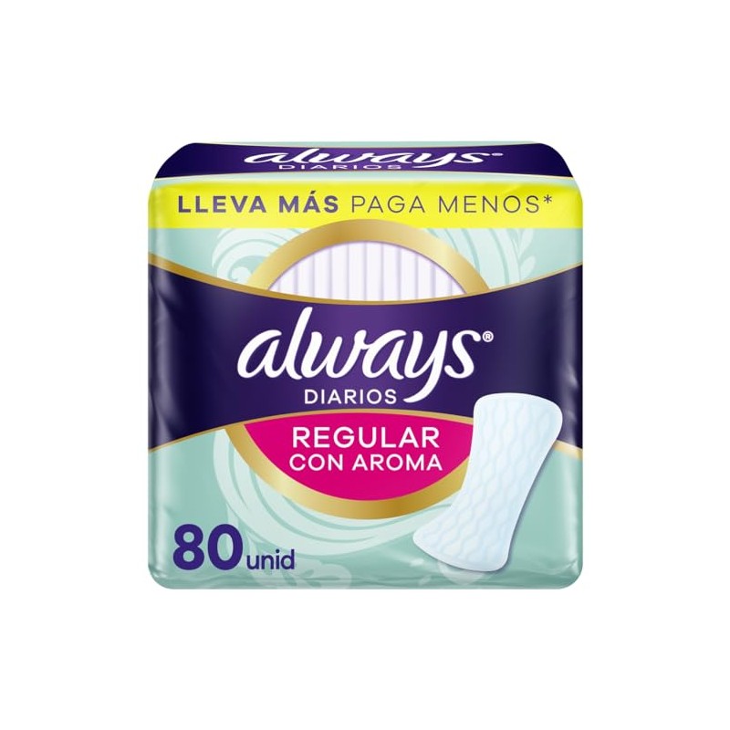 Always Diarios Regular Con Aroma, Protectores Diarios, 80 Unidades