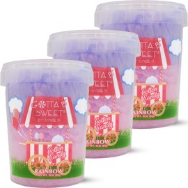 Gotta B Sweet Rainbow Cotton Candy - 2 oz (Pack of 3) - Blue Raspberry and Purple Grape Flavors - Birthday Party Treats for Kids