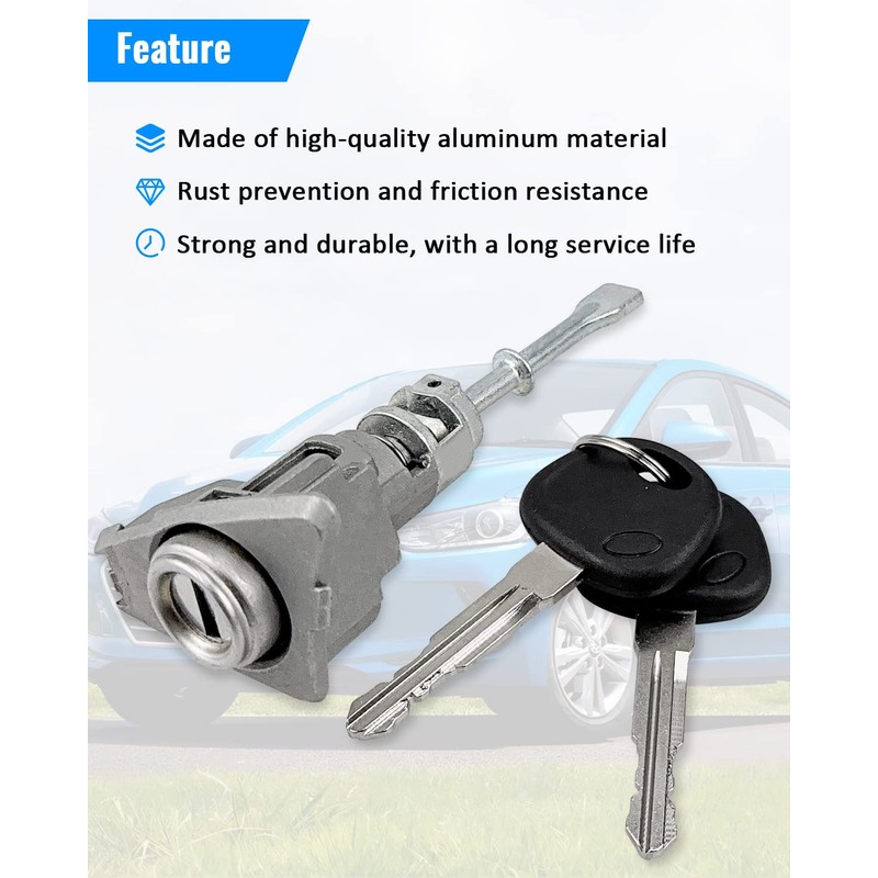 Front Door Lock Cylinder Set Kit with 2 Keys Fit