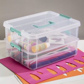 Sterilite Stack & Carry 2 Layer Box Small Storage, Clear