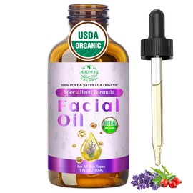 MMPANG Organic Face Oil with Lavender, Rosehip, Frankincense, Pomegranate & Vitamin E - USDA Certified Cold Pressed 100% Natural Anti-Aging Facial Oil for Moisturizing, Brightening - 1oz / 30ml