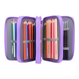 DUBENS 72 Slots Pencil Case Super Fold Large Capacity Pencil Bag Students Stationary Case Coloured Pencils Holder Case Pencil Case Pencil Case with Inner Pocket (Purple)