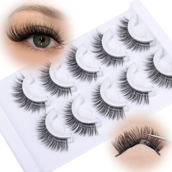 Natural Self Adhesive Eyelashes Wispy Self Adhesive Lashes 3D No