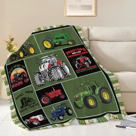 Tractor Blanket Farm Tractor Throw Blanket Gifts for Tractor Lovers Men Women Boys Girls Kids Adults Super Soft Cozy Plush Fluffy Fuzzy Fleece Blanket Decor 40''X50''
