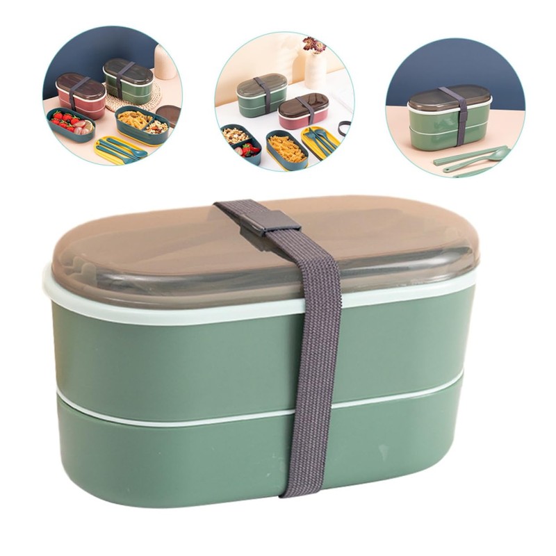 FUNOMOCYA 1Set Double Layer Bento Lunch Box for Portable Container