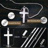 JeweBella Layered Silver Cross Necklace Men Boys Stainless Steel Cross