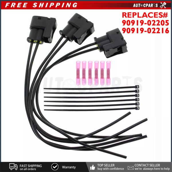 Autocparts 3 Ignition Coil Connector Plug wires for Toyota 1996-2002
