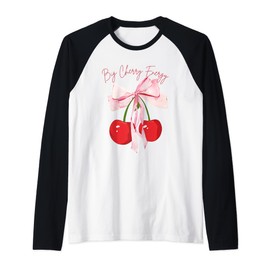 Coquette Bows with cherries Big Cherry Energy Cute Coquette Raglan Baseball Tee