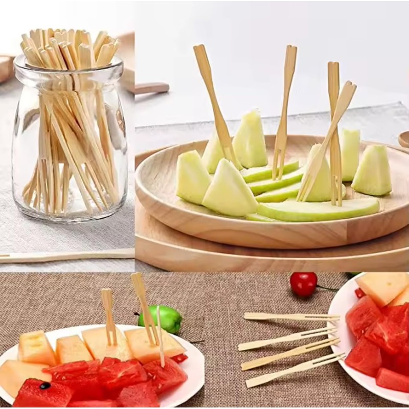 Whispering Fantasy 100pcs 9cm Wooden Fruit Forks, Disposable Wooden Forks