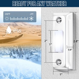 Dreyoo Metal Doorbell Push Button, Heavy Duty Metal Door Bell Wired Button LED Lighted Wall Mounted Door Bell Push Buttons for Home Universal Garage Opener Switch Property in Copyright(White)