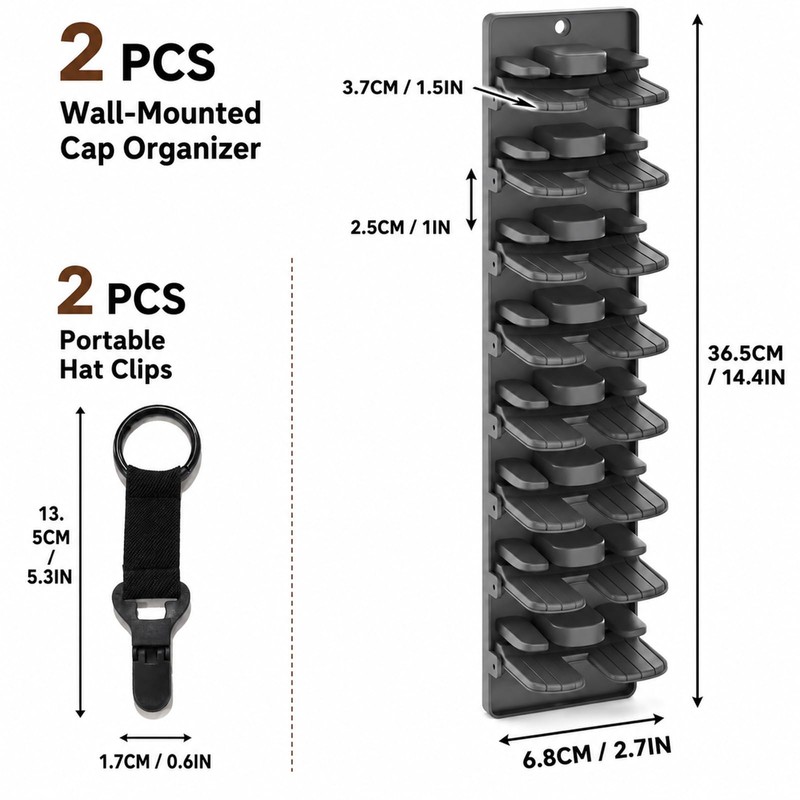 Lunarthos 2 Pack Hat Organizer for Baseball Caps & Travel