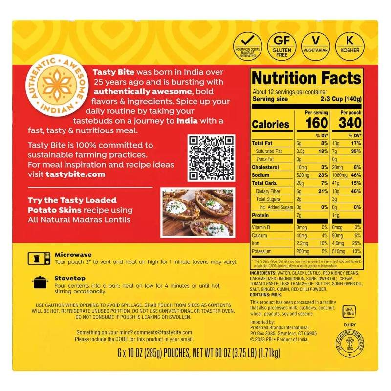 Tasty Bite Madras Lentils 10 oz., 6 ct.