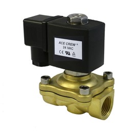 AceCrew Brass Electric Solenoid Valve Viton 3/4 NPT, 24VAC Normally Closed - flow control valve for fluid, gas, air