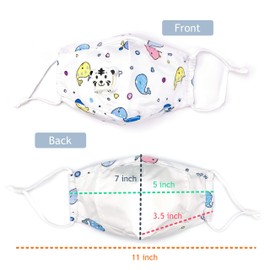 Kids Children Premium Cotton Reusable Washable Mask with Breather Valve & Filter Pocket (White)