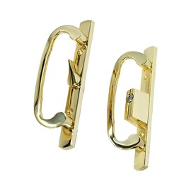 Brixwell Patio Door Handle with Adjustable Center Latch, 3-15/16" Center-to-Center, 8-1/2" Height, with Key, Brass Plated Finish, Residential Exterior and Interior Use, Includes Mounting Hardware