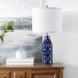 Luvkczc 24.8" Ceramic Table Lamps Set of 2 for Nightstand - 3 Color Temperature&Bulbs Included, Bedside Lamps for Living Room Bedroom Home Office Table Decor, Navy Blue