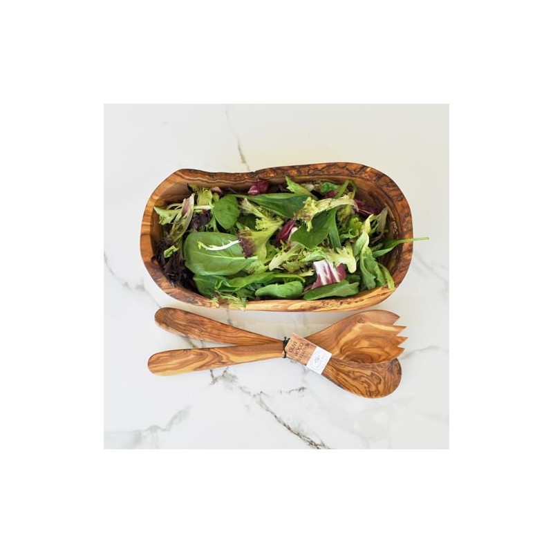 Naturally Med Olive Wood Natural Fruit Bowl/Salad Bowl/Serving Bowl 12.5"