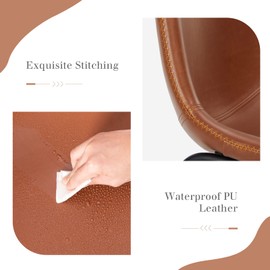 Sweetcrispy Counter Height Bar Stools Set of 4, 26 inch Leather Barstools Modern Bar Stools with Back, Counter Stool Armless Bar Chairs with Metal Legs, Footrest, Brown