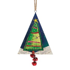 Enesco Izzy and Oliver Painted Peace by Stephanie Burgess Santa Merry Christmas 3-Sided Triangle Hanging Ornament, 5 Inch, Multicolor