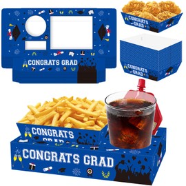 Jansun 36 Pcs Graduation Snack Trays & Boxes - Blue, Cardboard, Disposable, Square, Graduation Theme