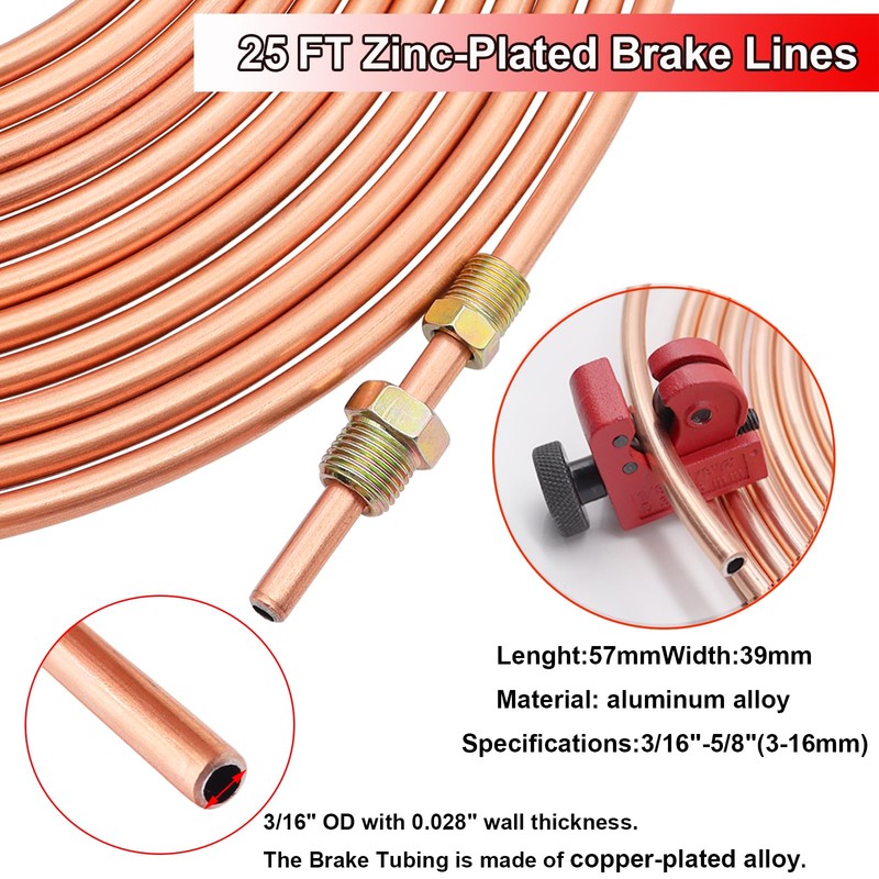 3/16 Inch+1/4 Inch Brake Line Flaring Tools kit Include Copper-Plated