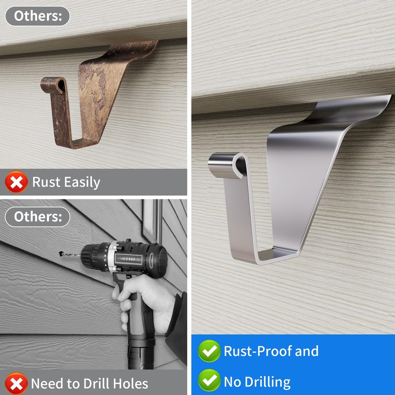 Amuille 20 Pack Vinyl Siding Hooks, No Hole Siding Hanging