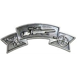 UNIFORM INSIGNIA Police Sniper Qualification Tab Pin - Center Mass - Basic - Antique Silver