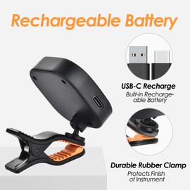 MOREYES Tuner Clip on Chromatic, Guitar, Bass, Violin, Ukulele Include Guitar Capo and Picks and Holder (Tuner Wood Color Capo)