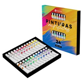Arterox Set de Pintura Acrilica para Artistas. Kit de Pinturas Acrílicas disponible en 12 y 24 colores diferentes. Pinturas Acrilicas Set Multicolor. Kit Pintura Acrilica. Acrylic Paint (24)