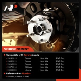 A-Premium Front Wheel Bearing and Hub Assembly with 6-Lug Compatible with Toyota Tacoma 2005-2020, 4Runner 2003-2020, FJ Cruiser 2007-2014, RWD Only