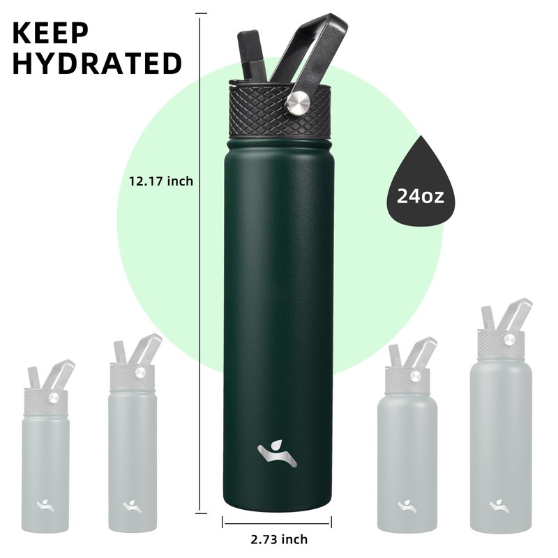 Konokyo Insulated Water Bottle 24oz Stainless Steel Sport Bottles with