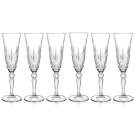 Barski Toasting Flute Glass -Champagne - Flutes - Set of 6 Flute Crystal Glasses - Wedding Toasting Flutes - Designed - 5.4 oz Made in Europe