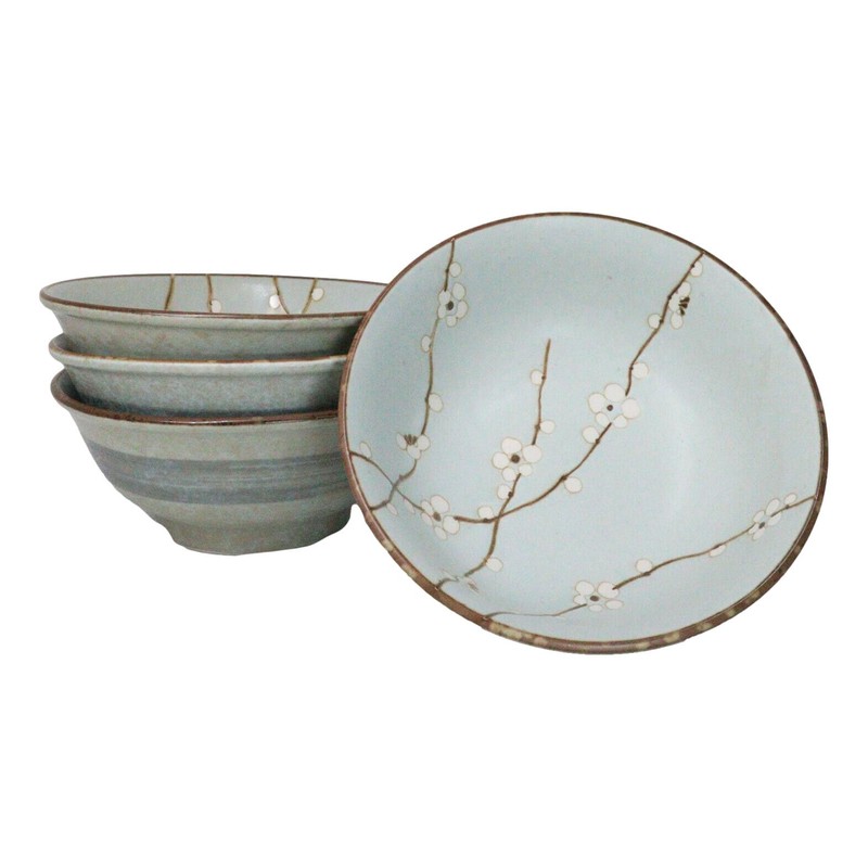 Set Of 4 Japan Made Sakura Cherry Blossoms Porcelain Ramen
