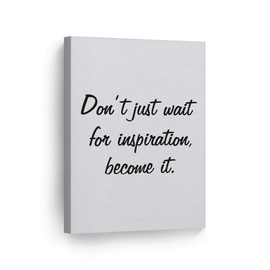 Smile Art Design Don't Just Wait for Inspiration, Become It Lettering Motivational Canvas Wall Art Inspirational Wall Art Entrepreneur Quote Print Modern Office Decor Artwork Gift Ready to Hang 36x24