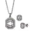 Christian Siriano Silver Square Pendant Necklace and Earrings Set New