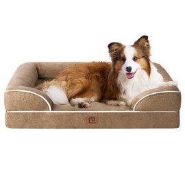 EHEYCIGA EHEYCIGA Orthopedic Dog Beds for Large Dogs, Waterproof Memory Foam Large Dog Bed with Sides, Non-Slip Bottom and Egg-Crate Foam Pet Couch Bed with Washable Removable Cover, Camel