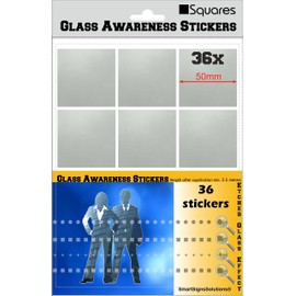 Glass Awareness Stickers 50mm Squares Etched Effect Frosted Film Patio Doors Shops Office Public Areas