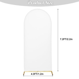 Chiara Spandex Wedding Arch Cover - 7.2FT Round Top Stretchy White Double-Side Arch Cover for Banquet Party Ceremony Shower Decoration