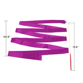 WedDecor Rhythmic Sports Gymnastics Ribbons with Streamer Rod Baton Twirling, Party Decoration Gifts, 4 Metres, Pink Single - Purple