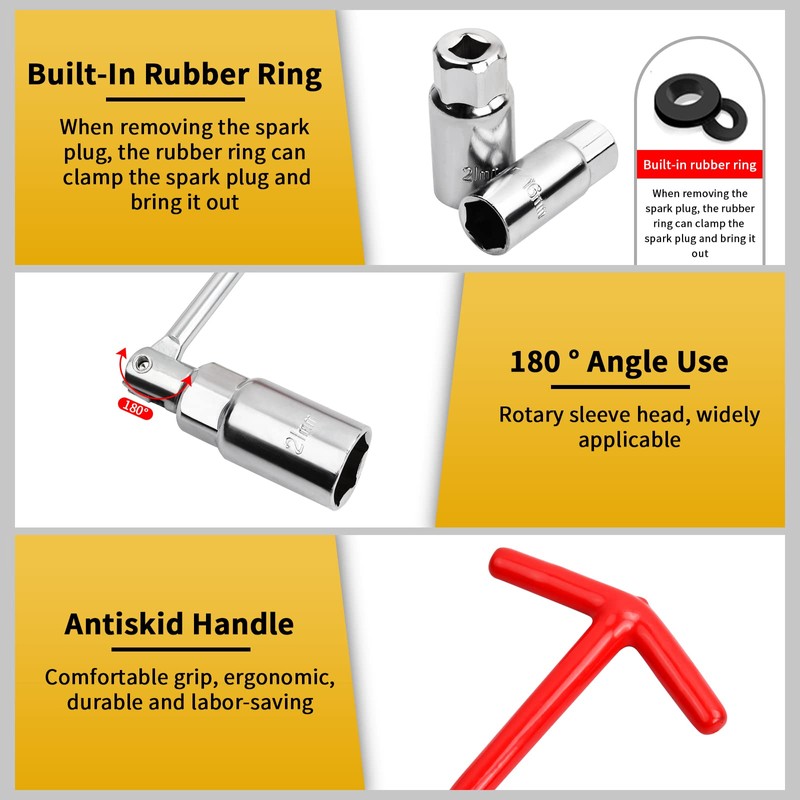 Xzeemo 3 Pcs Spark Plug Socket Wrench, Spark Plug Removal