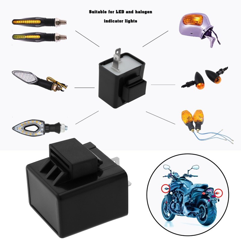 VGOL 2-Pin 12V Flasher Relay LED Electronic Flasher Relay Car