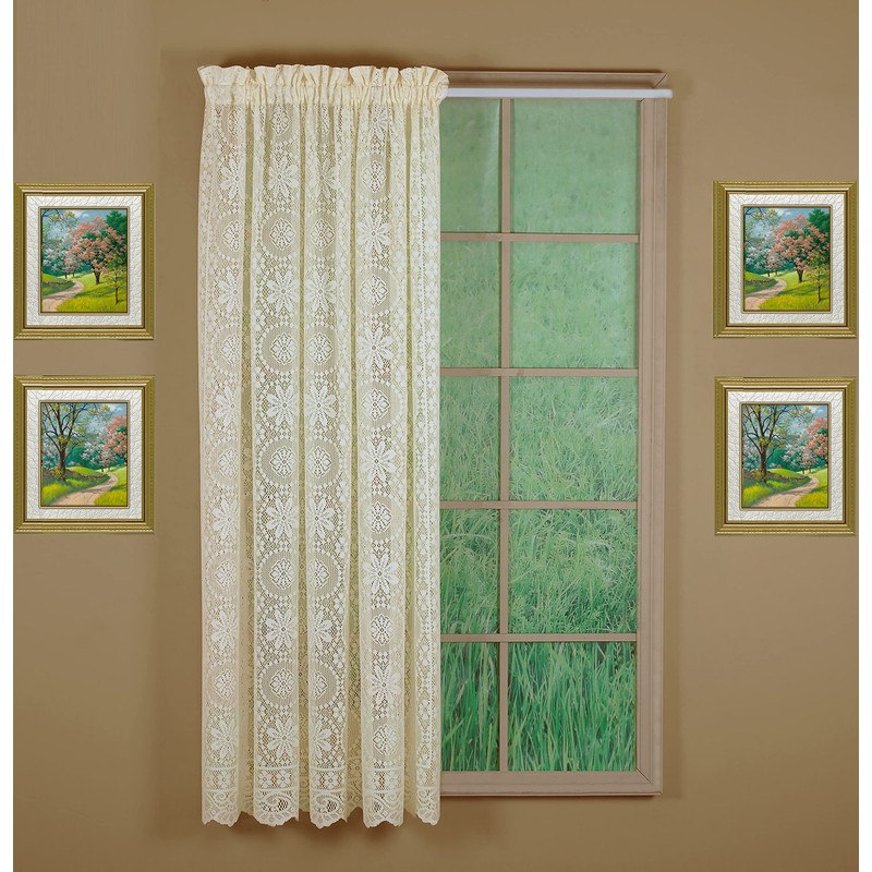 Today's Curtain Hopewell Premium Lace Panel 63", Cream, 58W x