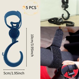 LIGHUFEIC 5 Pcs Walker Hook Hanging - Versatile 360° Rotation Baby Stroller Hooks for Hanging Diaper Bags Walker Rollator Crutches Wheelchair Diaper Bags, Purses, and Shopping on Wheelchair and Bike