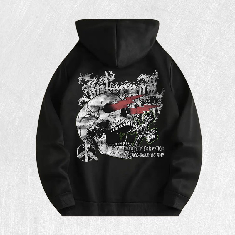 Skull Peace Graphic Hoodie 100% Cotton US Warehouse 6 ColorsColor: