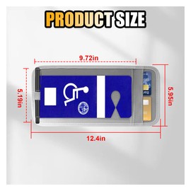 JOYCOURT Handicap Placard Holder for Car, Disabled Parking Permit Sign Protector, Car Interior Sun Visor Storage Clip with Pen Holder, Note Paper Slot, Elastic Strap (Grey)
