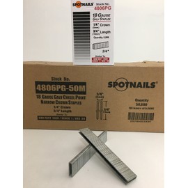 SPOTNAILS 4806PG L/90 18 Gauge 1/4" Crown,3/4" leg. 5000 Pcs/Box, 10 Boxes/Case. Sale By Full Case !