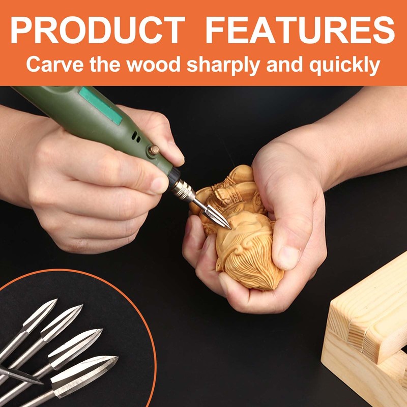 5pcs Wood Carving Tool, HSS Engraving Tool, Rotary Tools, 3