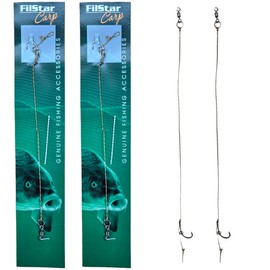 PRO FILSTAR Carp Fishing Blow Out Rig with Ring 2 Pieces - Fishing Hook N4 & Braided Line 20 cm - Fishing Swivels - Carp Fishing Accessories - Carp Fishing Hair Rig - Carp Assembly with Leaders -
